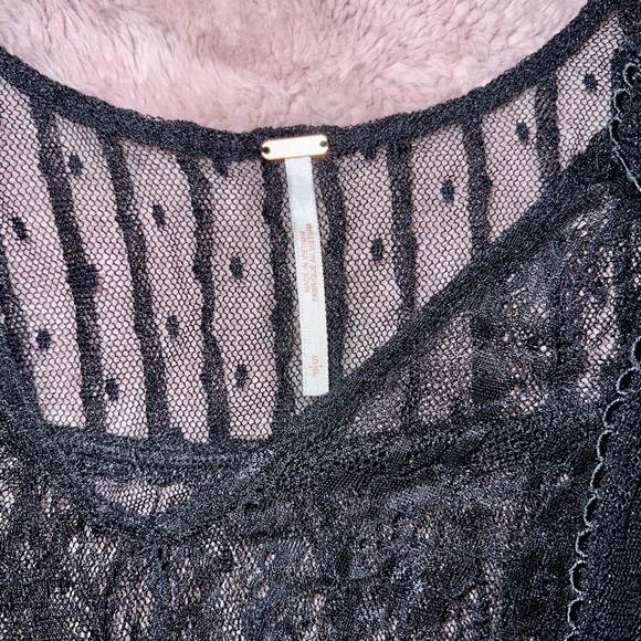 Free People Far Away Black Lace Top Size Small - Picture 2 of 4